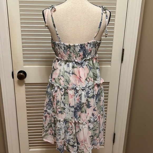108. Round Neck Spaghetti Straps Floral Skater Minidress - Picture 11 of 14